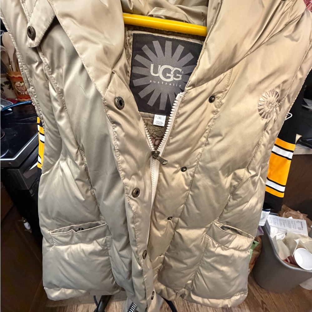 UGG Light Brown Quilted Puffer Vest